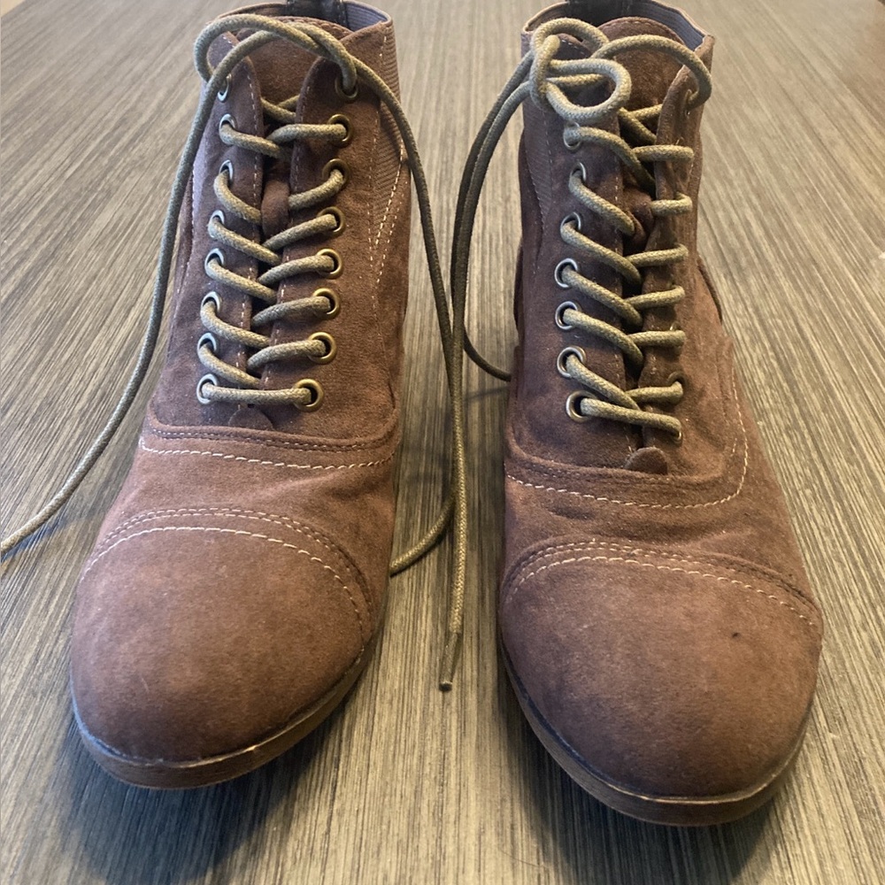 Madden Girl Tan Lace-Up Ankle Booties